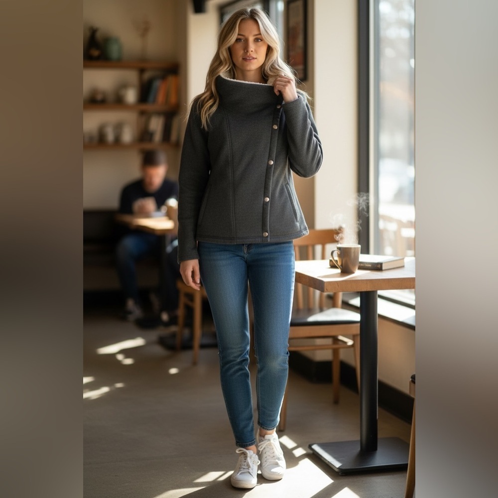 Women's Columbia Gray Sherpa-Lined Sweater - Picture 4 of 6